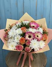 Букет цветов из:  Розы, Герберы и Хризантемы в Тимашевске