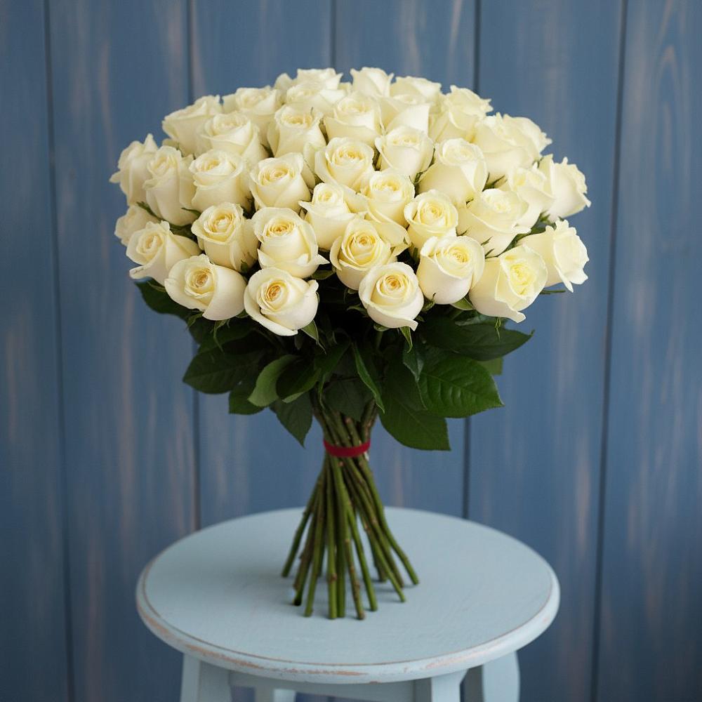 Букет 51 Белая роза Эдлесс Лав в Тимашевске
