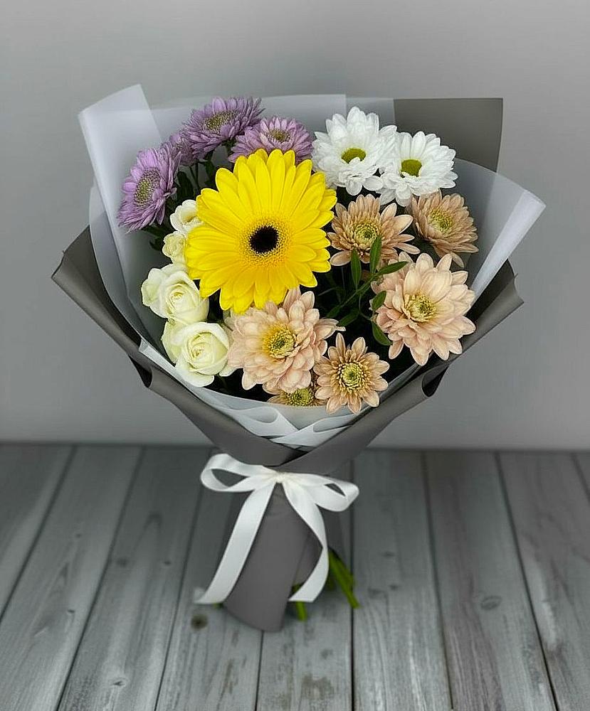 Букет цветов из: Розы, Герберы и Хризантемы в Тимашевске