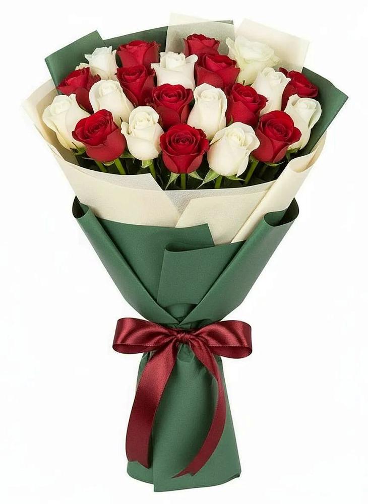 Букет Микс из красных и белых роз в Тимашевске