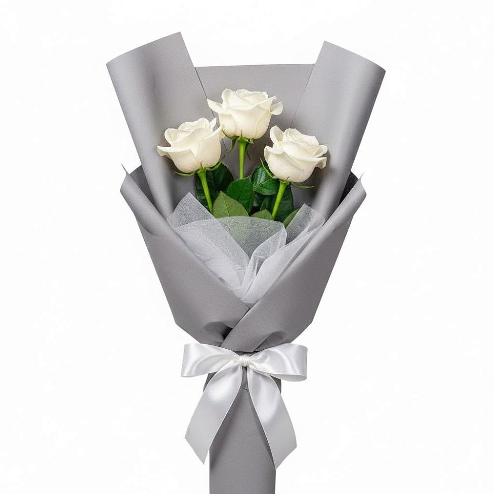 Букет 3 белые розы в Тимашевске