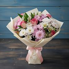 Букет цветов из:  Хризантемы, Альстромерии и Розы в Тимашевске