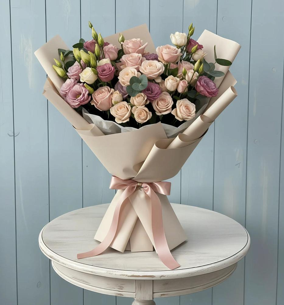 Букет цветов из: Розы и Лизиантусы в Тимашевске