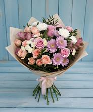 Букет цветов из:  Хризантемы, Розы и Альстромерии в Тимашевске
