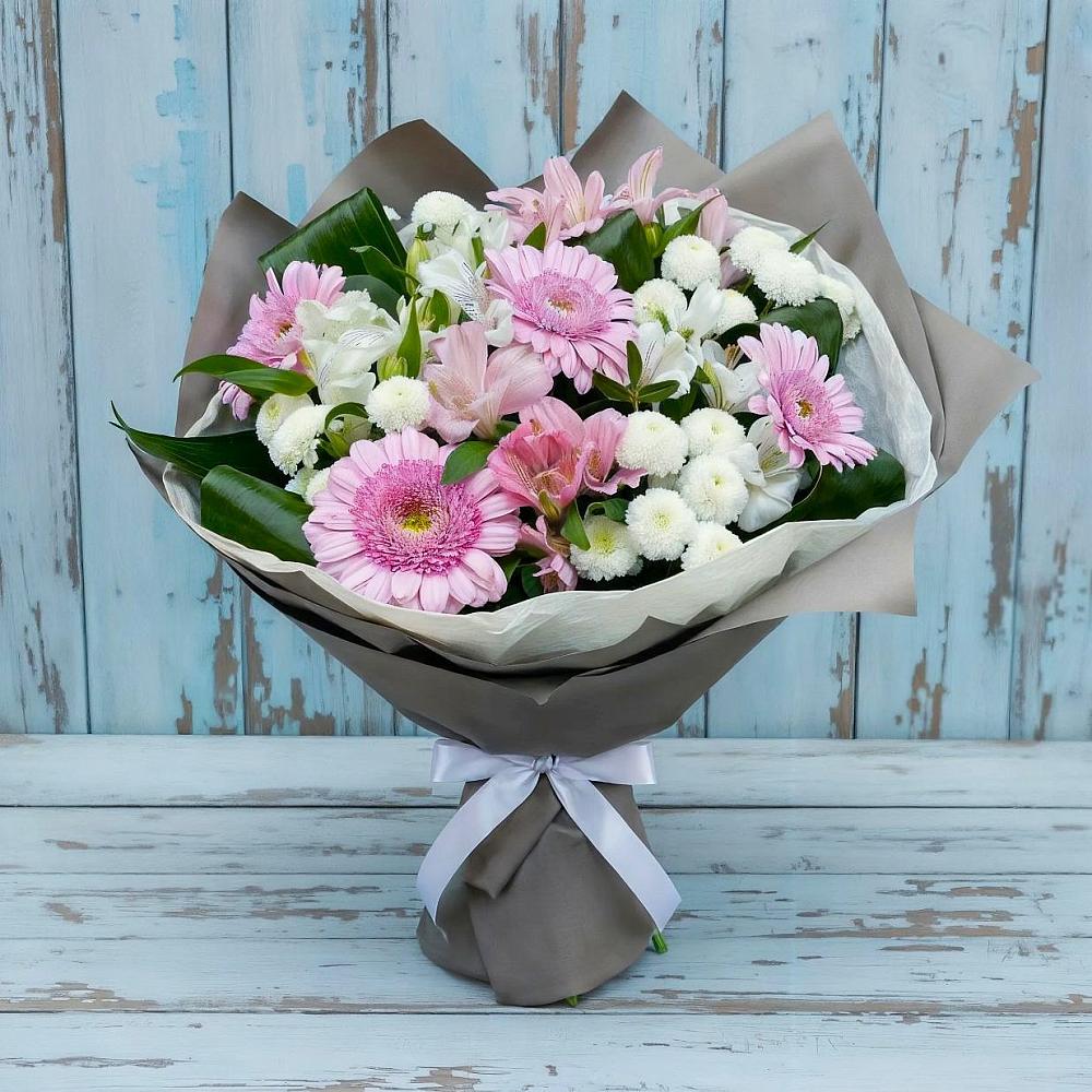 Букет цветов из: Герберы, Альстромерии и Хризантемы в Тимашевске