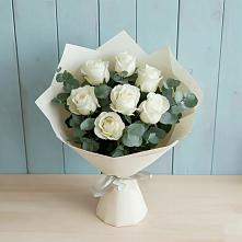 Букет Белые розы в Эвкалипте в Тимашевске
