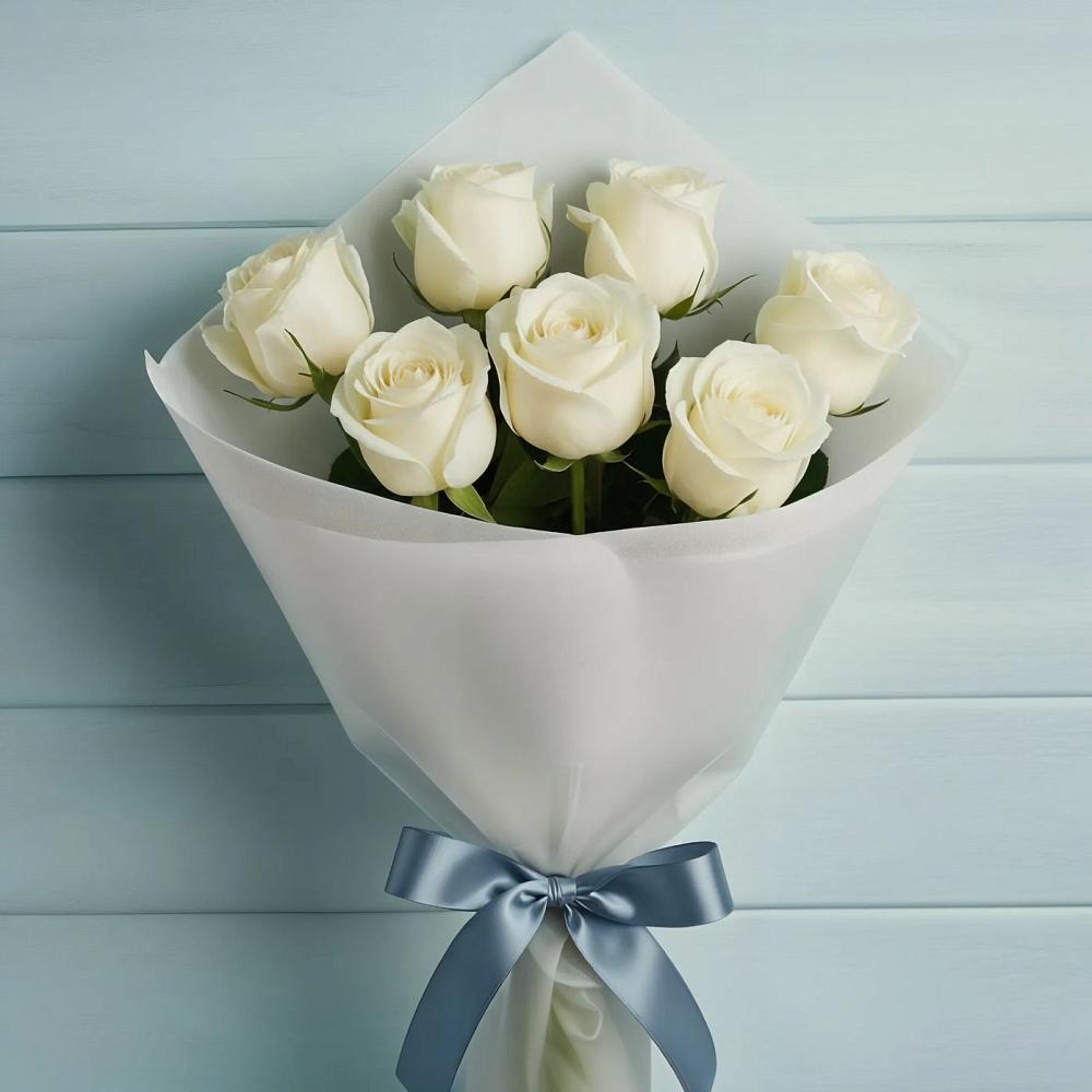 Букет 7 Белых роз Эдлесс Лав в Тимашевске